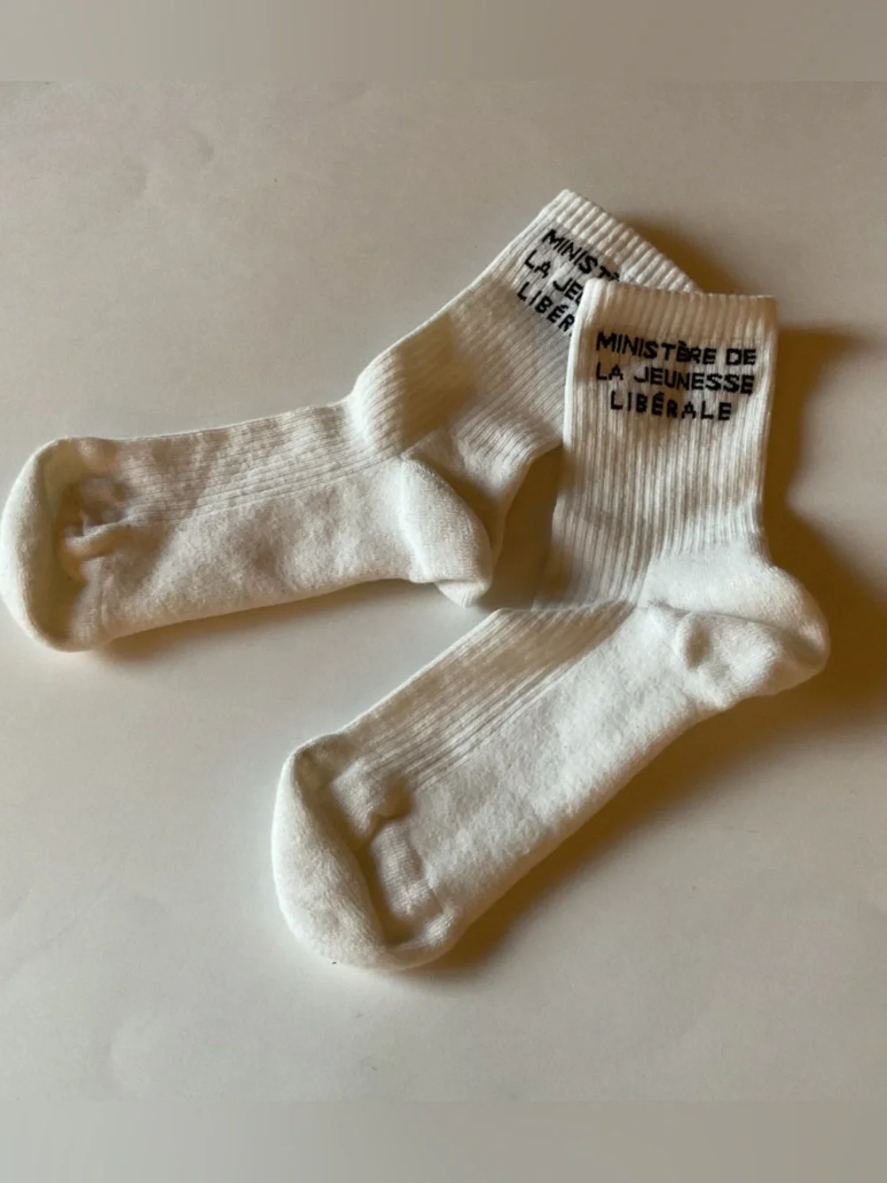 LIBERAL YOUTH MINISTRY LOGO INTARSIA SOCKS WHITE BLACK LETTERING WOMENS OS NWOT